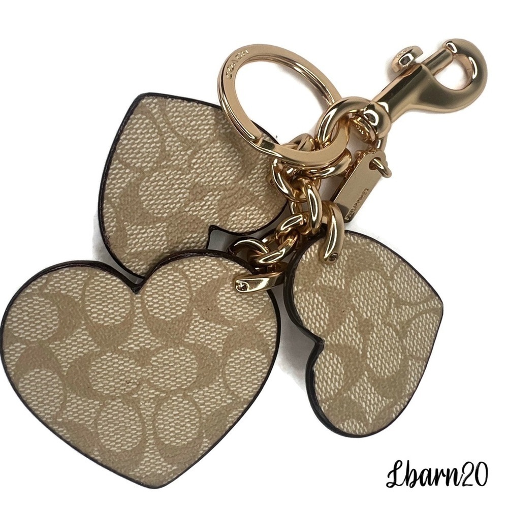 Coach Heart Appliqué Rose Gold and Pink Dangle Keychain Charm Fob F40696 - Picture 7 of 11